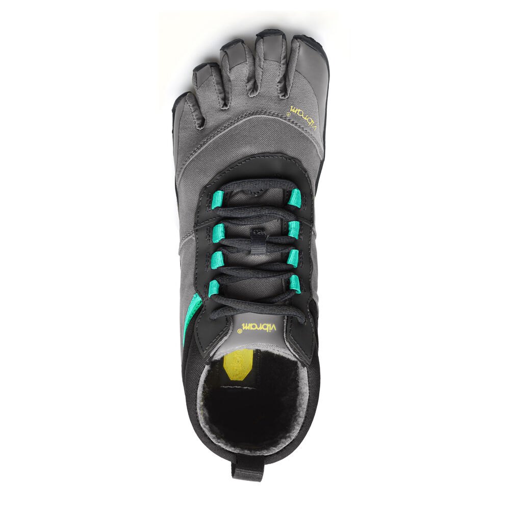 Vibram FiveFingers Dame Løbesko Sort/Grå/Grøn - V-Trek Insulated - 5897JSOQY